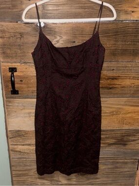 Y2K Ann Taylor Choco Brown Eyelet Mini Dress with Pink Lining